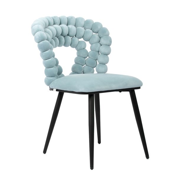 Krzesło BUBBLE VERSE welurowe turkusowe 48x65x81 cm