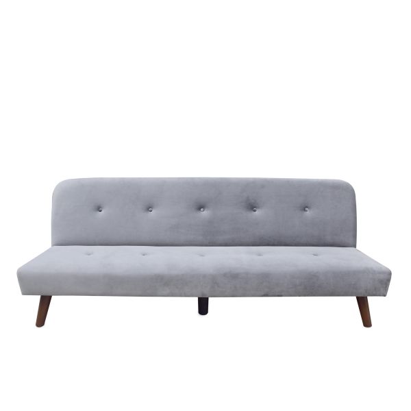 Sofa RINKO sofa 3-osobowa, z funkcją spania, welurowa ciemnoszara 195x81x74 cm
