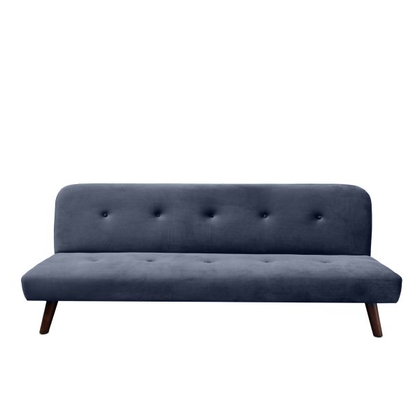 Sofa RINKO sofa 3-osobowa, z funkcją spania, welurowa granatowa 195x81x74 cm