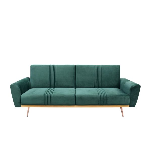 Sofa SAMTIGE 3-osobowa, z funkcją spania, welurowa zielona 212x84x86.5 cm