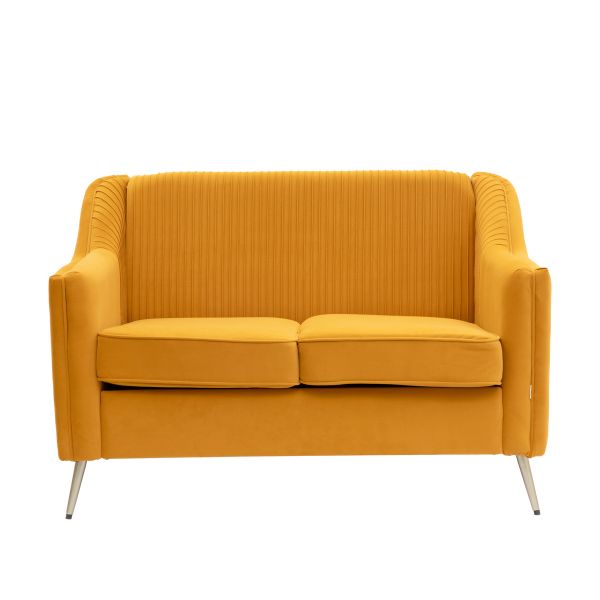 Sofa AVANT sofa 2-osobowa, welurowa musztardowa 127x82x81.5 cm