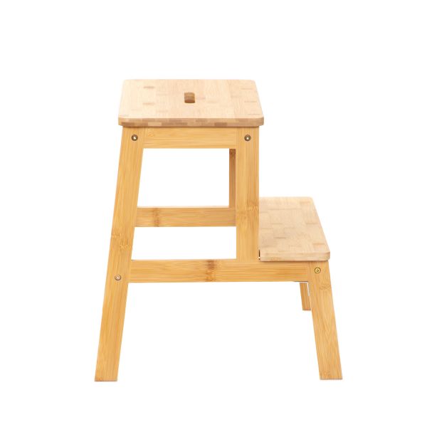 Taboret ze schodkiem PASSO bambusowy naturalny 42,7x40x49,6 cm