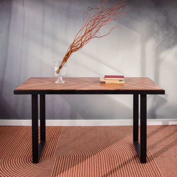 Stół NATTMAL lite drewno akacji + metal 140x70x76 cm