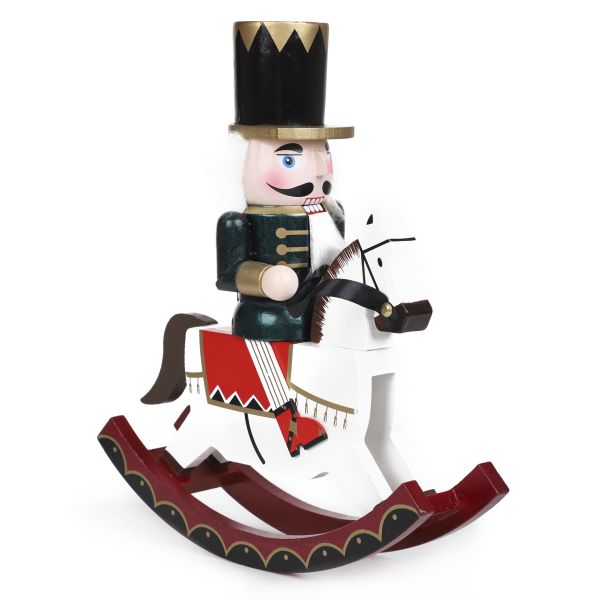 Figurka NUTCRACKER dziadek do orzechów na biegunach ciemnozielony 28 cm