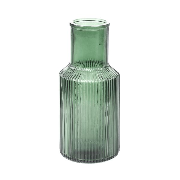 Wazon TOLLE szklany prążkowany zielony 10x22 cm