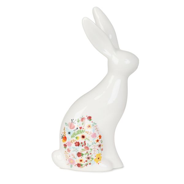 Figurka FIORO królik ceramiczny w kwiaty 9x21 cm