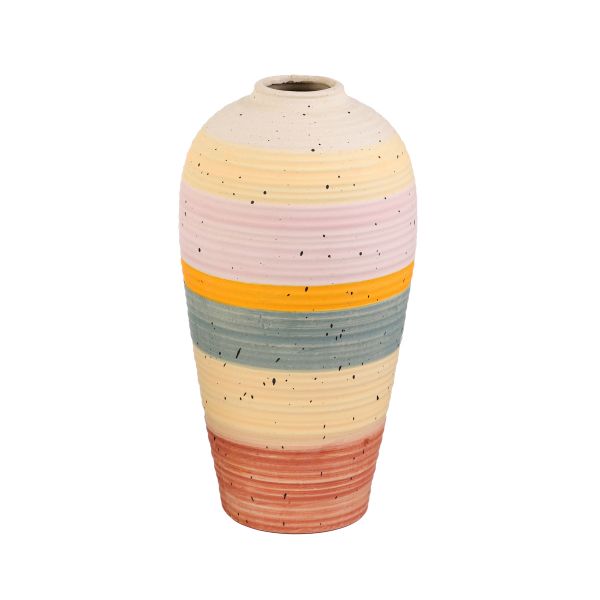 Wazon MAASAI ceramiczny w kolorowe pasy 14x14x26 cm