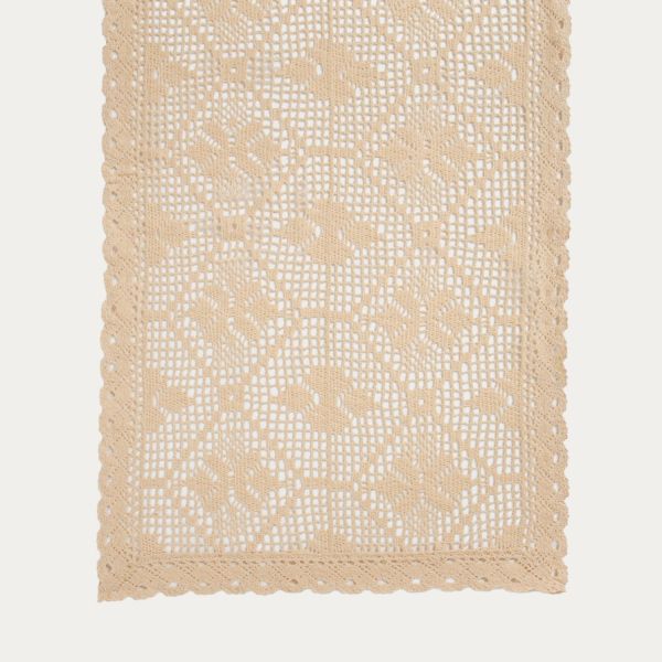 Bieżnik CROCHET szydełkowy beżowy 40x160 cm