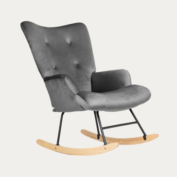 Fotel B2 MOSS PLUS 2w1 welurowy szary 70x55x95 cm/72x73x92 cm