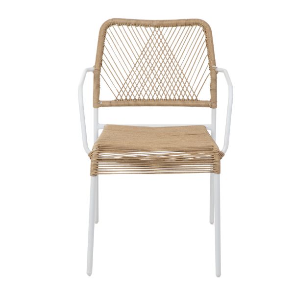 Krzesło SOBREME białe z naturalnym sznurkiem 54x63x78 cm