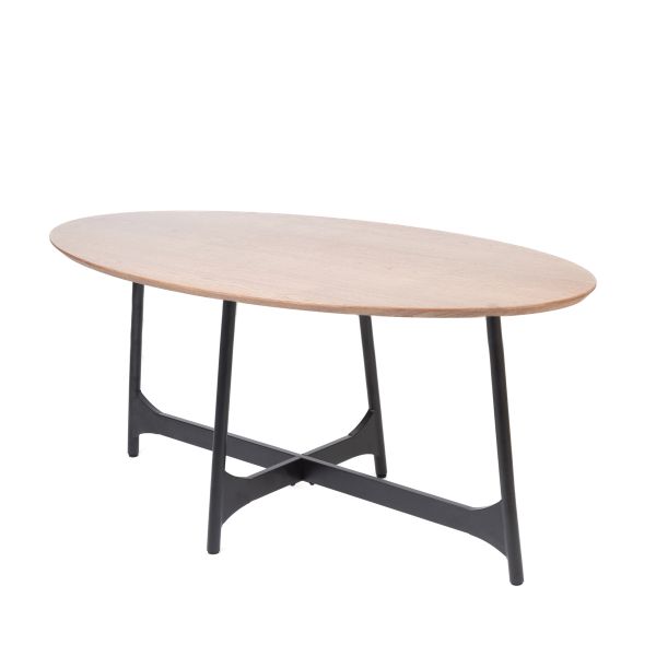 Stół SAVELMA naturalny z czarnymi nogami 140x70x76cm