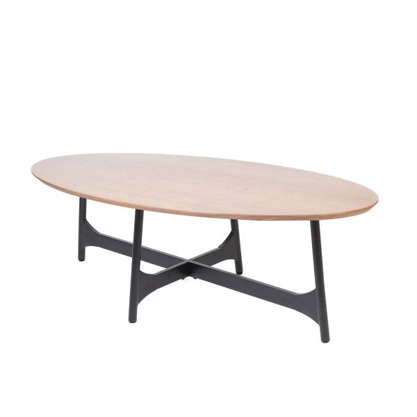Stół SAVELMA naturalny z czarnymi nogami 120x60x45cm