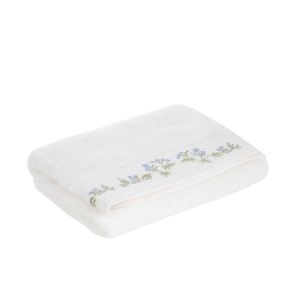 Ręcznik ZAREYA biały z haftowanymi kwiatami 50x90 cm