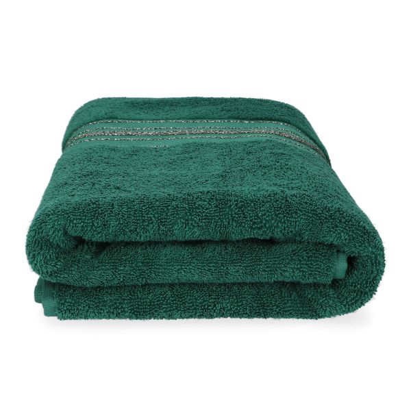 Ręcznik DUKE z paskami lureksowymi zielony 50x90 cm