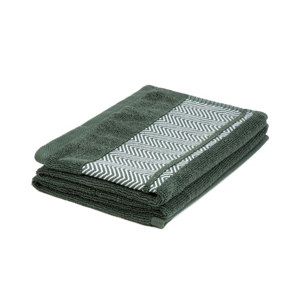 Ręcznik MAIARA bawełniany zielony z ozdobnym przeszyciem 50x90 cm