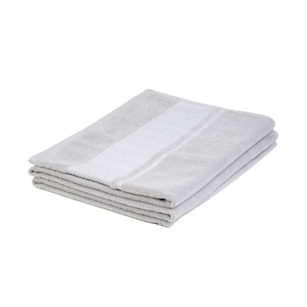 Ręcznik MAIARA bawełniany szary z ozdobnym przeszyciem 70x130 cm