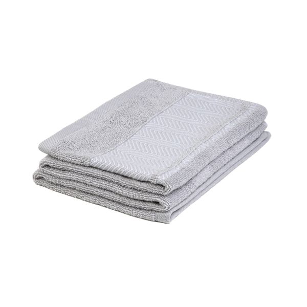 Ręcznik MAIARA bawełniany szary z ozdobnym przeszyciem 50x90 cm