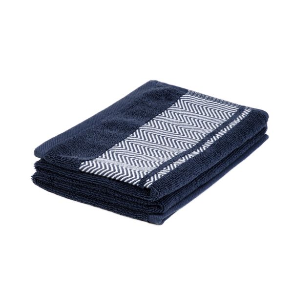 Ręcznik MAIARA bawełniany niebieski z ozdobnym przeszyciem 50x90 cm