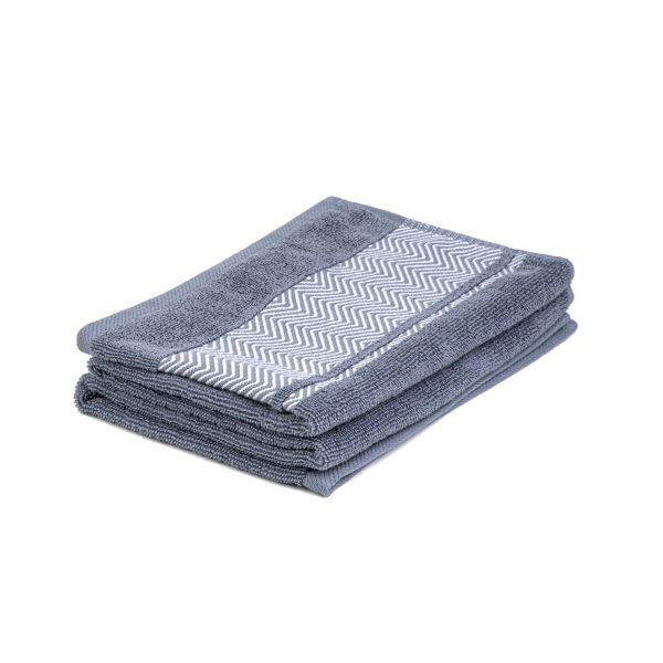 Ręcznik MAIARA bawełniany niebieski z ozdobnym przeszyciem 50x90 cm