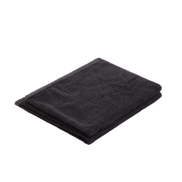 Ręcznik ORTEGIA bawełniany czarny prążkowany 70x130 cm