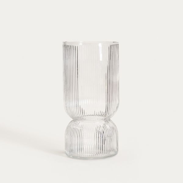 Wazon LIMPID szklany prążkowany transparentny 20 cm