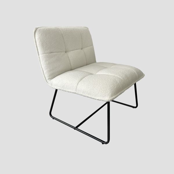 Fotel NELOX w tkaninie TEDDY BOUCLE ecru 63x69x73 cm