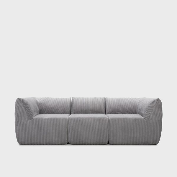 Sofa modułowa SVELA 3-osobowa szara piankowa sztruksowa 225x80x60,5 cm