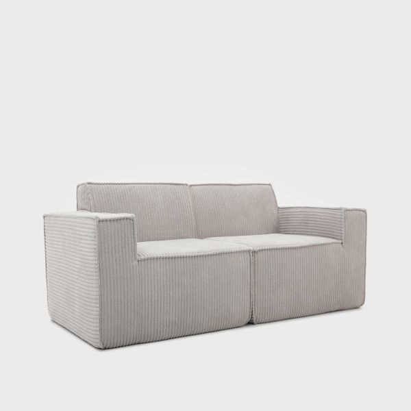 Sofa modułowa LYKKE 2-osobowa jasnoszara piankowa sztruksowa 190x88x73 cm