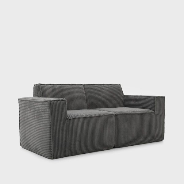 Sofa modułowa LYKKE 2-osobowa ciemnoszara piankowa sztruksowa 190x88x73 cm