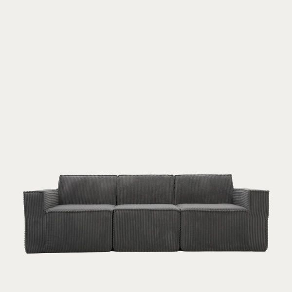 Sofa modułowa LYKKE 3-osobowa ciemnoszara piankowa sztruksowa 263x88x73 cm