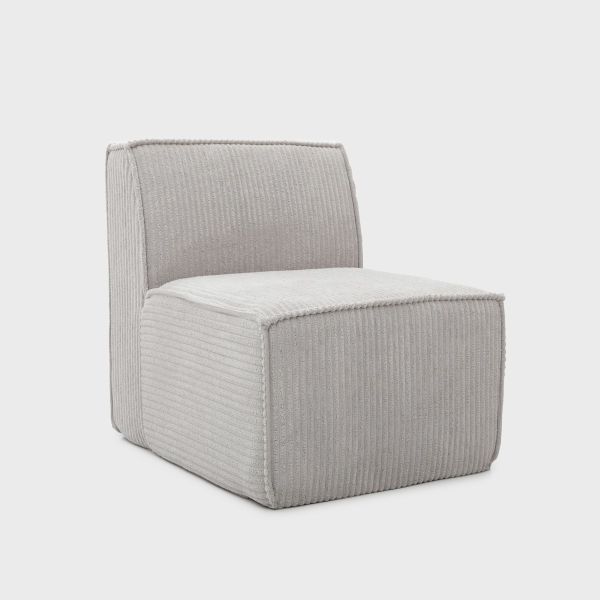 Fotel modułowy LYKKE jasnoszary piankowy sztruksowy 73x88x73 cm