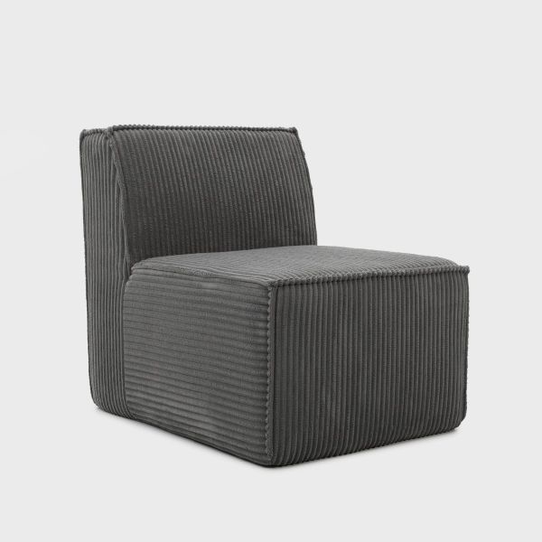 Fotel modułowy LYKKE ciemnoszary piankowy sztruksowy 73x88x73 cm