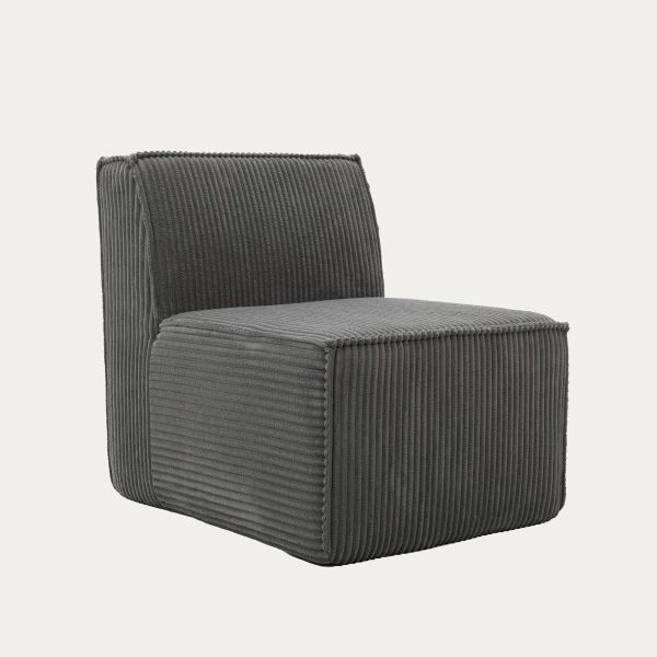 Fotel modułowy LYKKE ciemnoszary piankowy sztruksowy 73x88x73 cm