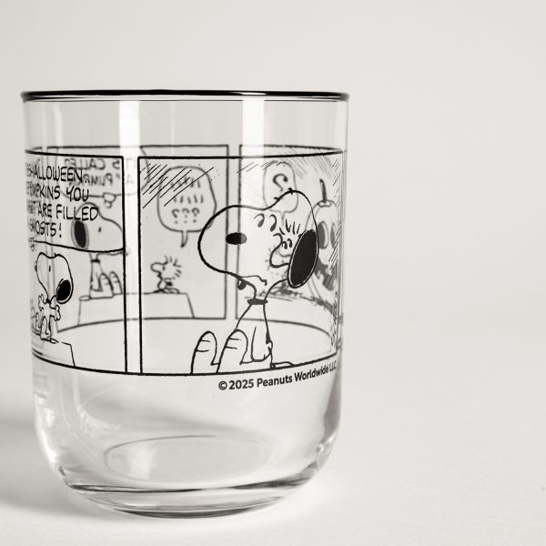 Szklanka SNOOPY z printem komiksu i czarnym rantem 0,3 l