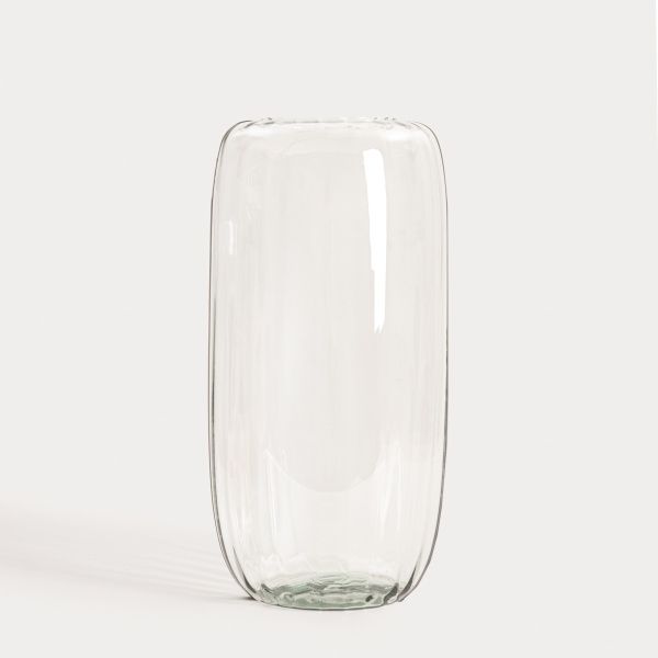 Wazon LUKI ryflowany transparentny ze szkła z recyklingu 13x45 cm