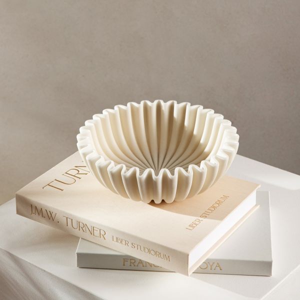 Misa dekoracyjna AUREA o promienistym wzorze ecru 20x20x6,5 cm