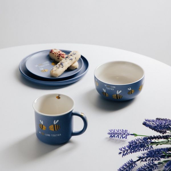 Talerz ANNBEE z pszczołą granatowy 19 cm