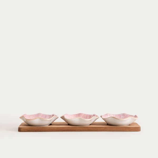 Zestaw do serwowania SAKURA z różowymi miseczkami, 32,5x10x3 cm 4 el.