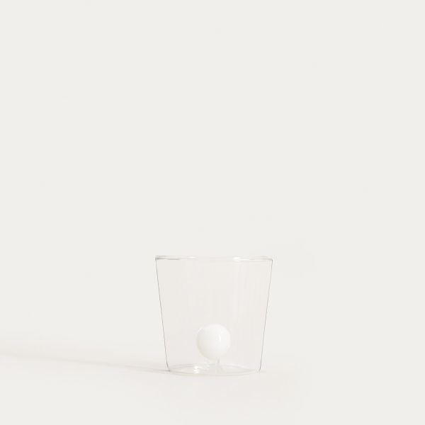 Szklanka PALLORA z białą kulką w środku 0,3 l