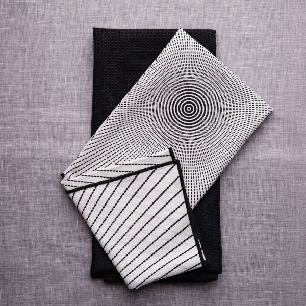 Zestaw ścierek kuchennych SALADO bawełnianych z czarnym wzorem 2*45x65cm