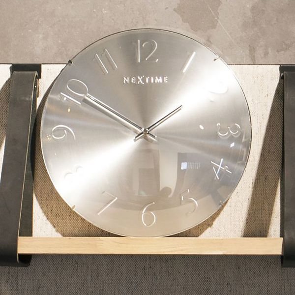 Zegar ELEGANT DOME ścienny srebrny 35x5 cm