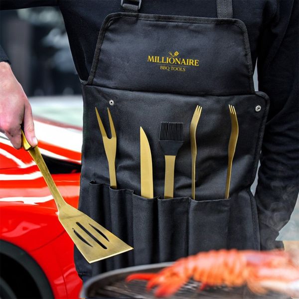 ZESTAW BBQ MILLIONAIRE W FARTUSZKU 31x11x5cm
