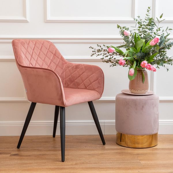 Krzesło SHELTON welurowe różowe 57x40x86 cm