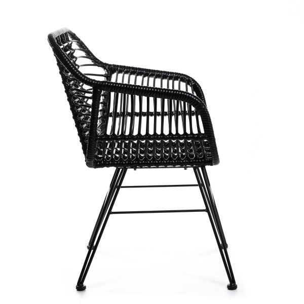 Krzesło JARDIN plecione czarne 56x42x82 cm