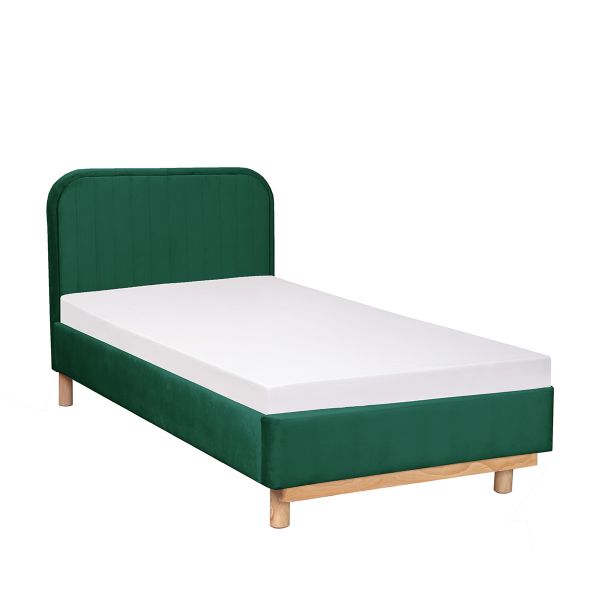 Łóżko KARALIUS welurowe zielone 90x200 cm