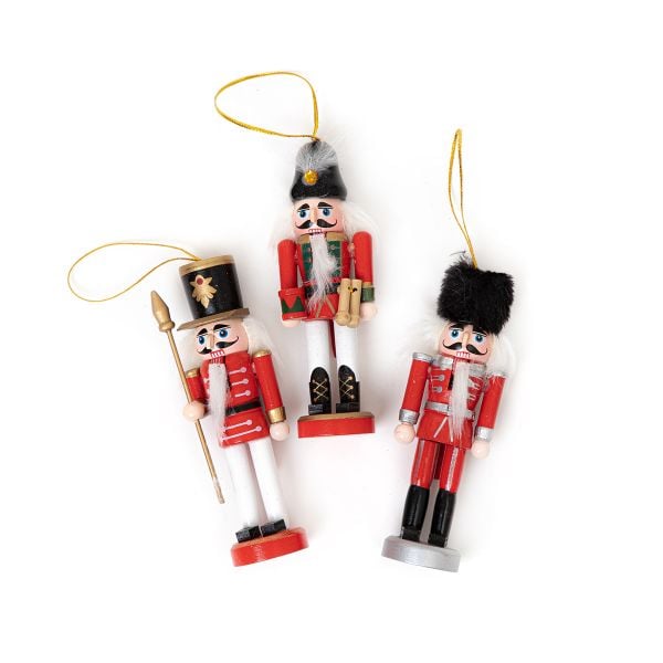 Zawieszka NUTCRACKER czerwony dziadek 3 szt. 13 cm