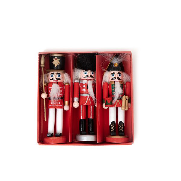 Zawieszka NUTCRACKER czerwony dziadek 3 szt. 13 cm