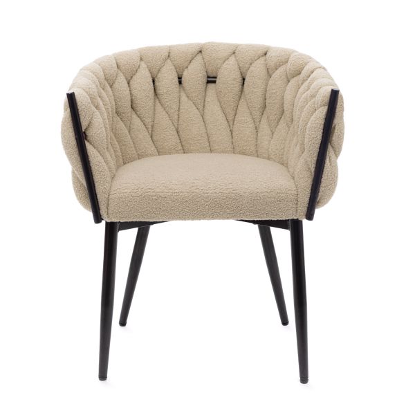 Krzesło PRINSSI TEDDY w tkaninie TEDDY BOUCLÉ beżowe 64x54x73 cm