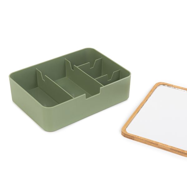 Organizer z lusterkiem KASEN pistacjowy/zielony 18x13x5cm