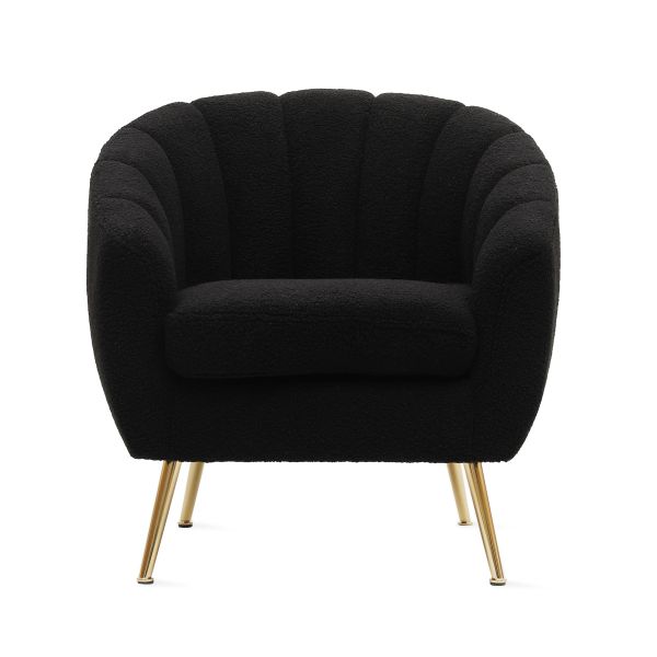 Fotel REIKA w tkaninie bouclé czarny 77x75x78 cm